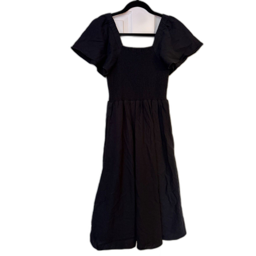 Madewell Silk Blend Jacquard Dress Black Lace Trim Size XS